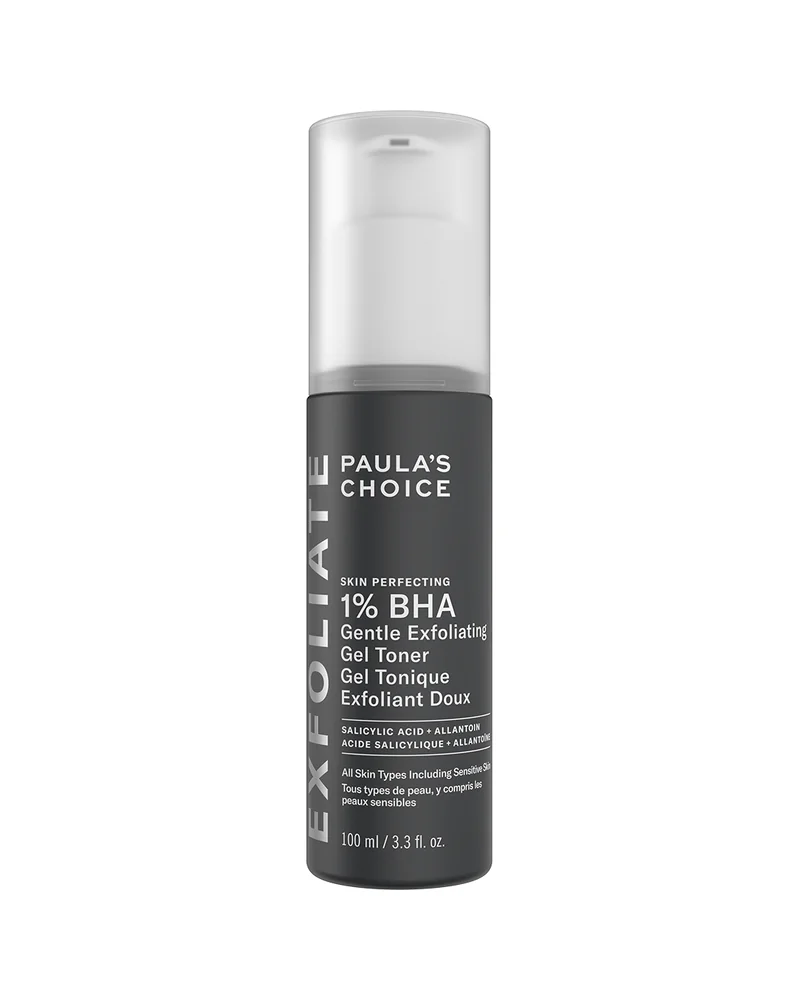 Envase de Skin Perfecting 1% BHA Gel Exfoliante sobre fondo blanco