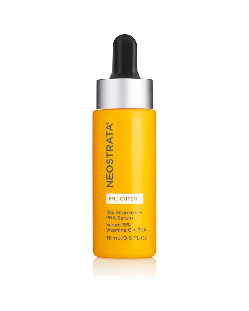Envase de 15% Vitamin C + PHA Serum sobre fondo blanco