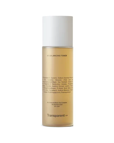 Envase de A5 Balancing Toner sobre fondo blanco