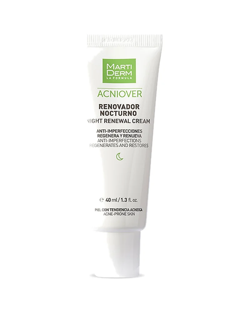 Envase de Acniover Renovador Nocturno sobre fondo blanco