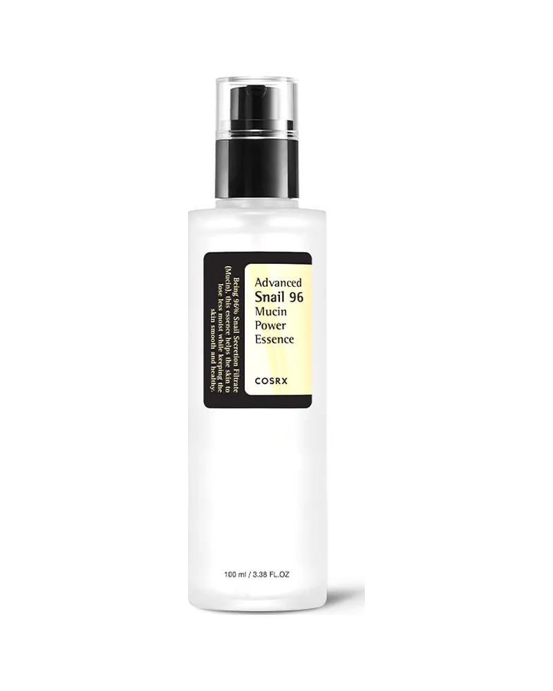 Envase de Advanced Snail 96 Mucin Power Essence sobre fondo blanco