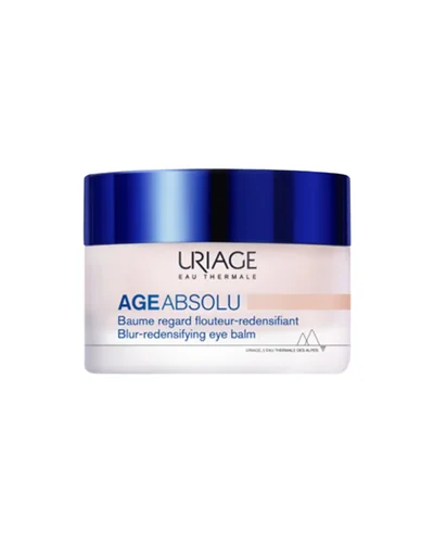 Envase de Age Absolu Contorno de Ojos de Uriage sobre fondo blanco
