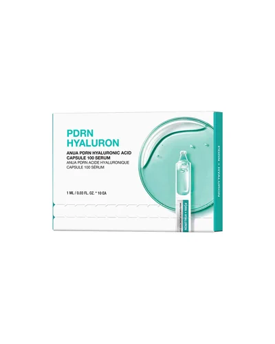 Envase de PDRN Hyaluronic Acid Capsule 100 One Day Serum sobre fondo blanco