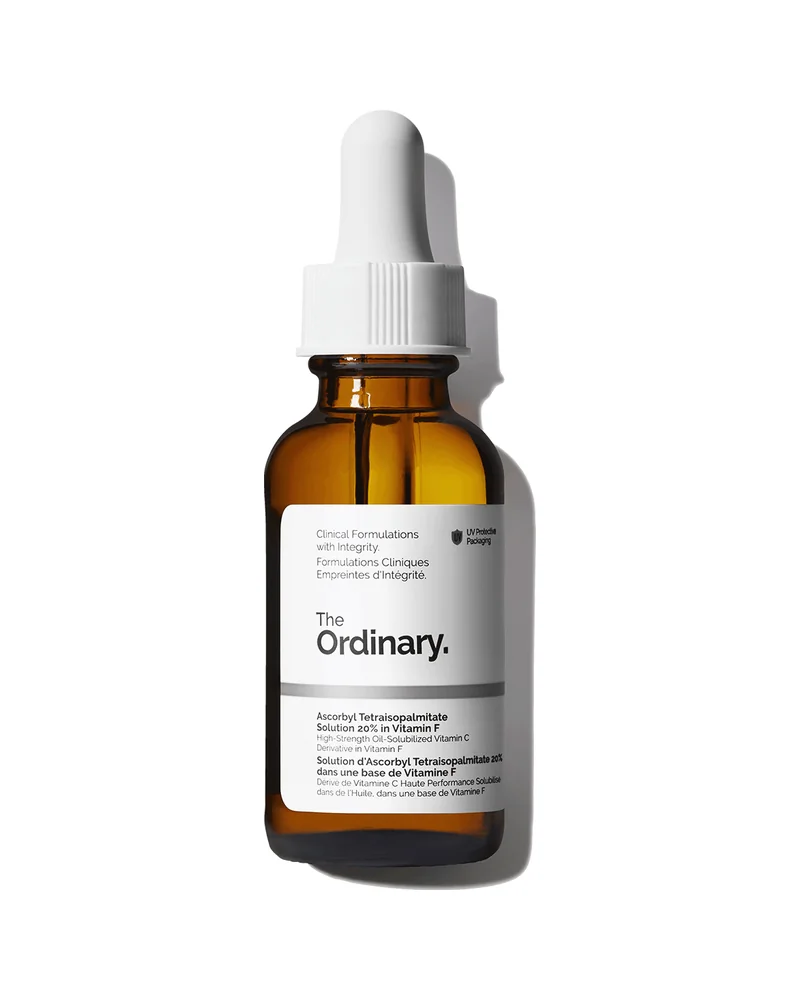 Envase de Ascorbyl Tetraisopalmitate Solution 20% in Vitamin F sobre fondo blanco