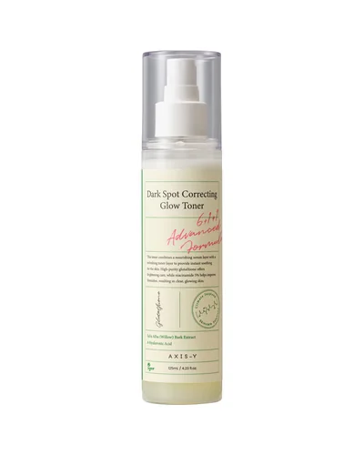 Frasco con pulverizador de Dark Spot Correcting Glow Toner sobre fondo blanco