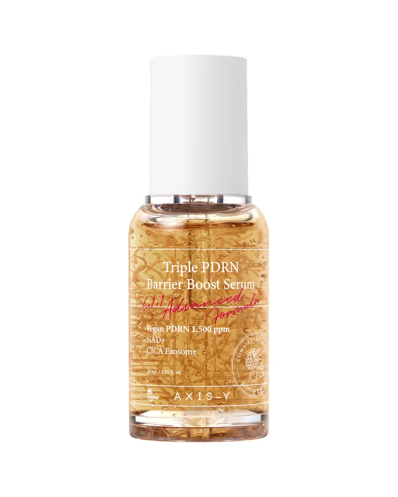 Frasco de Triple PDRN Barrier Boost Serum sobre fondo blanco