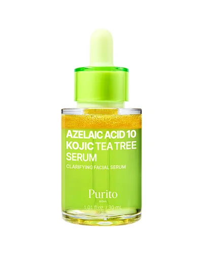 Envase de Azelaic Acid 10 Kojic Tea Tree Serum sobre fondo blanco
