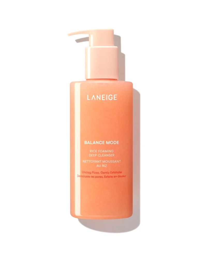 Envase de Balance Mode Rice Foaming Deep Cleanser sobre fondo blanco