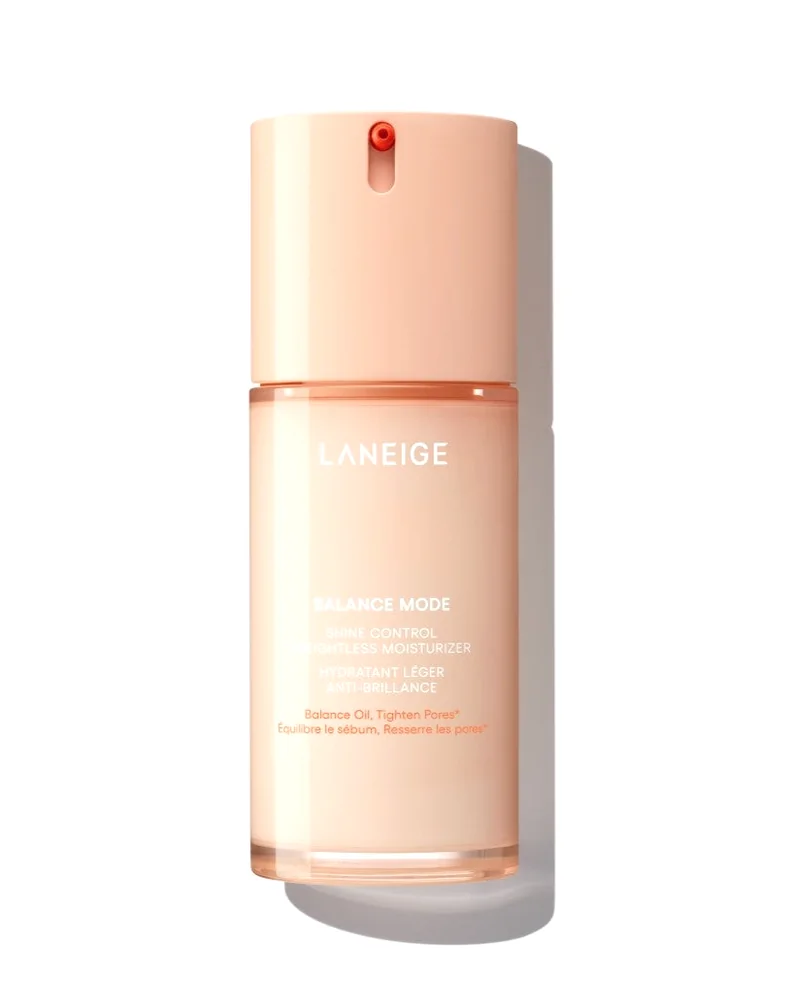 Envase de Balance Mode Shine Control Weightless Moisturizer sobre fondo blanco