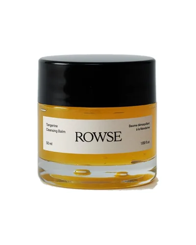Envase de Bálsamo limpiador de Mandarina de Rowse sobre fondo blanco