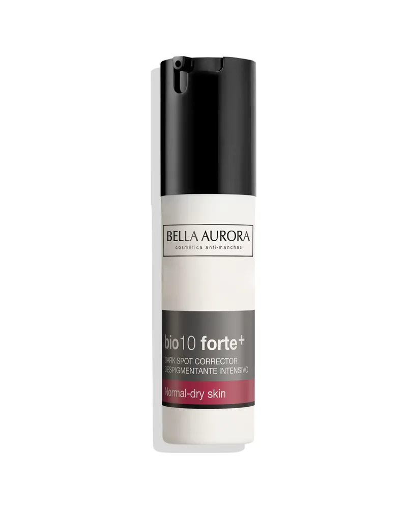 Envase de Bio10 Forte+ Sérum Despigmentante Intensivo Piel Normal-Seca sobre fondo blanco