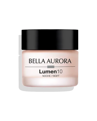Envase de Lumen10 Crema Noche Antimanchas Antiedad sobre fondo blanco