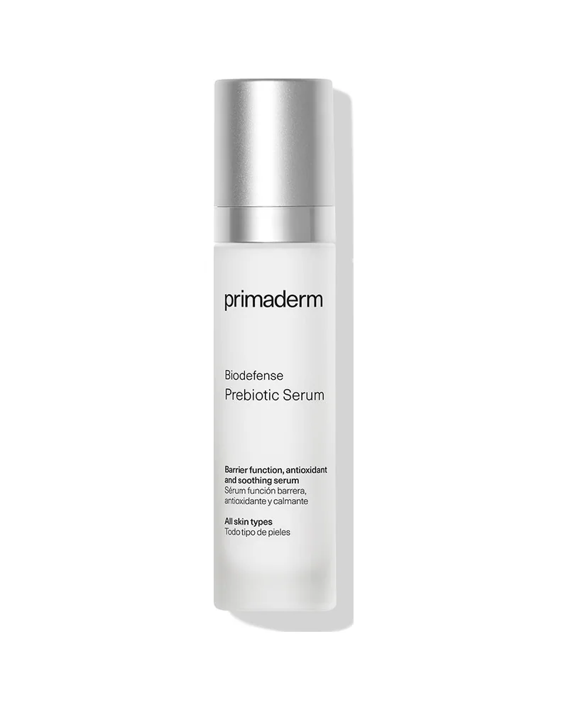 Envase de Biodefense Prebiotic Serum sobre fondo blanco