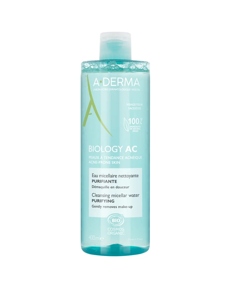 Envase de Biology AC Agua Micelar Limpiadora Purificante sobre fondo blanco