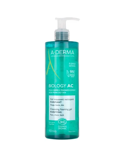 Envase de Biology AC Gel Espumoso Limpiador Purificante sobre fondo blanco