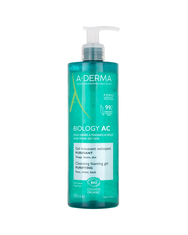 Envase de Biology AC Gel Espumoso Limpiador Purificante sobre fondo blanco