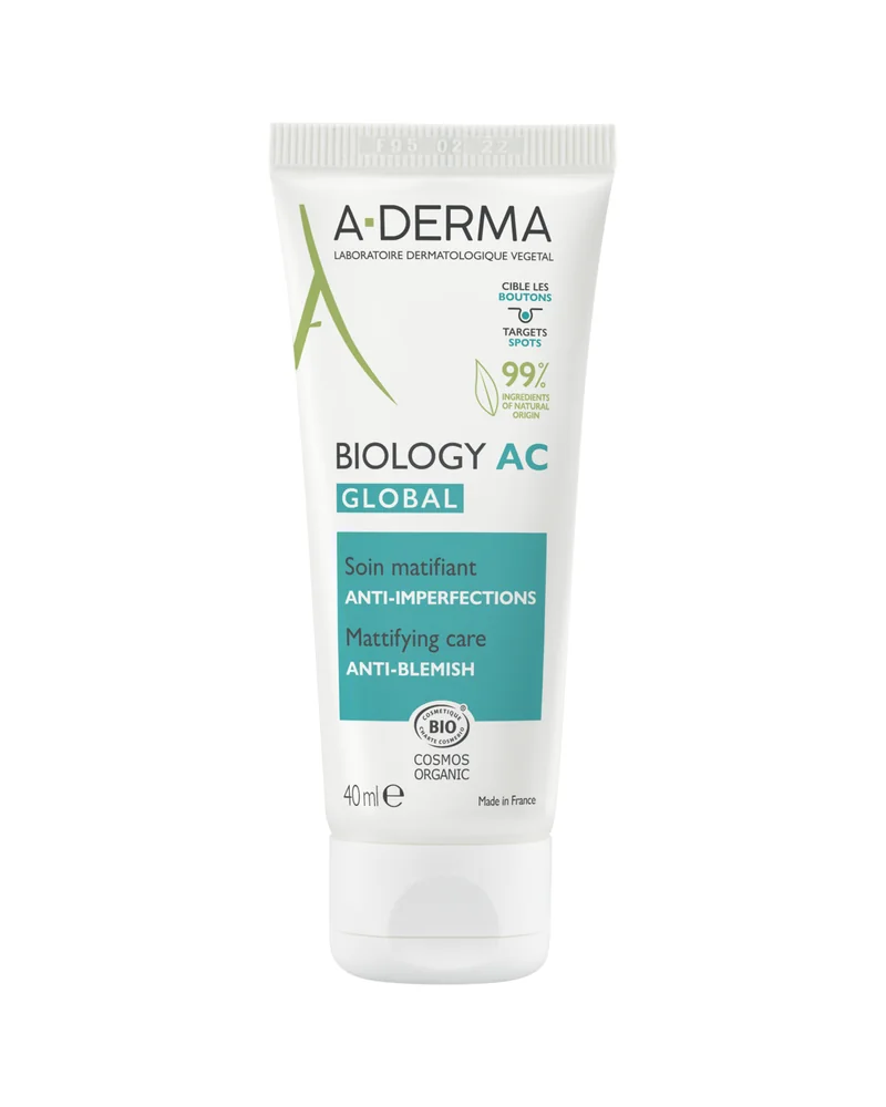 Envase de Biology AC Global Cuidado Matificante Antiimperfecciones sobre fondo blanco