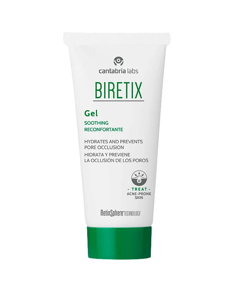 Envase de Biretix Gel Reconfortante sobre fondo blanco