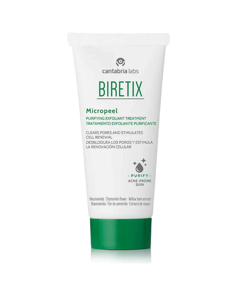 Envase de Biretix Micropeel sobre fondo blanco