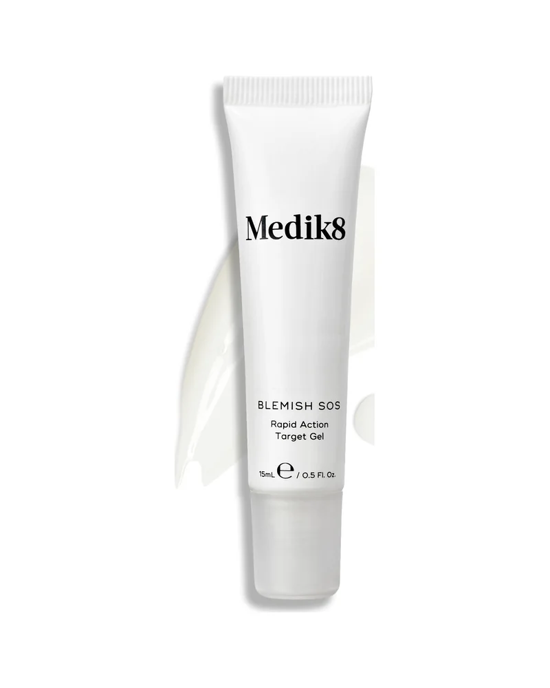 Envase de Blemish SOS sobre fondo blanco, con una muestra de la textura al lado