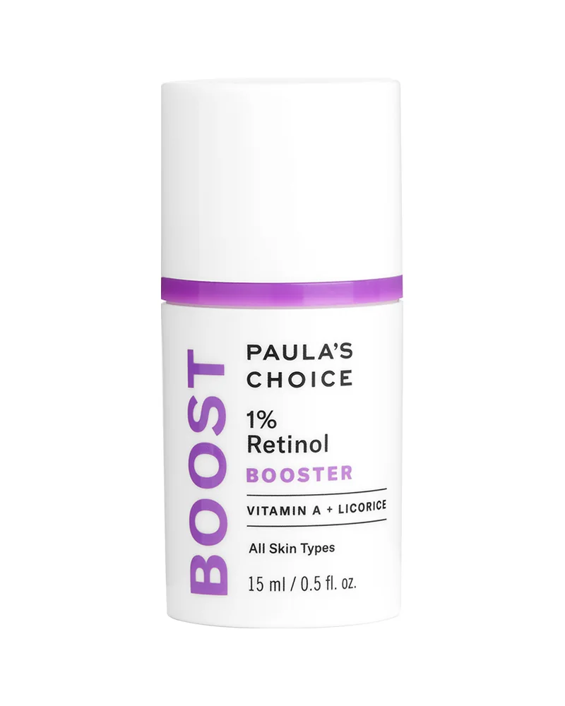 Envase de Booster 1 % Retinol sobre fondo blanco