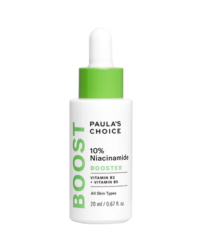 Envase de Booster 10 % Niacinamida sobre fondo blanco