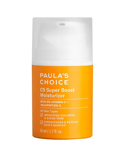 Envase de C5 Super Boost Moisturizer sobre fondo blanco