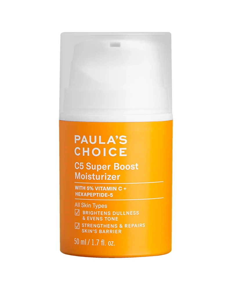 Envase de C5 Super Boost Moisturizer sobre fondo blanco