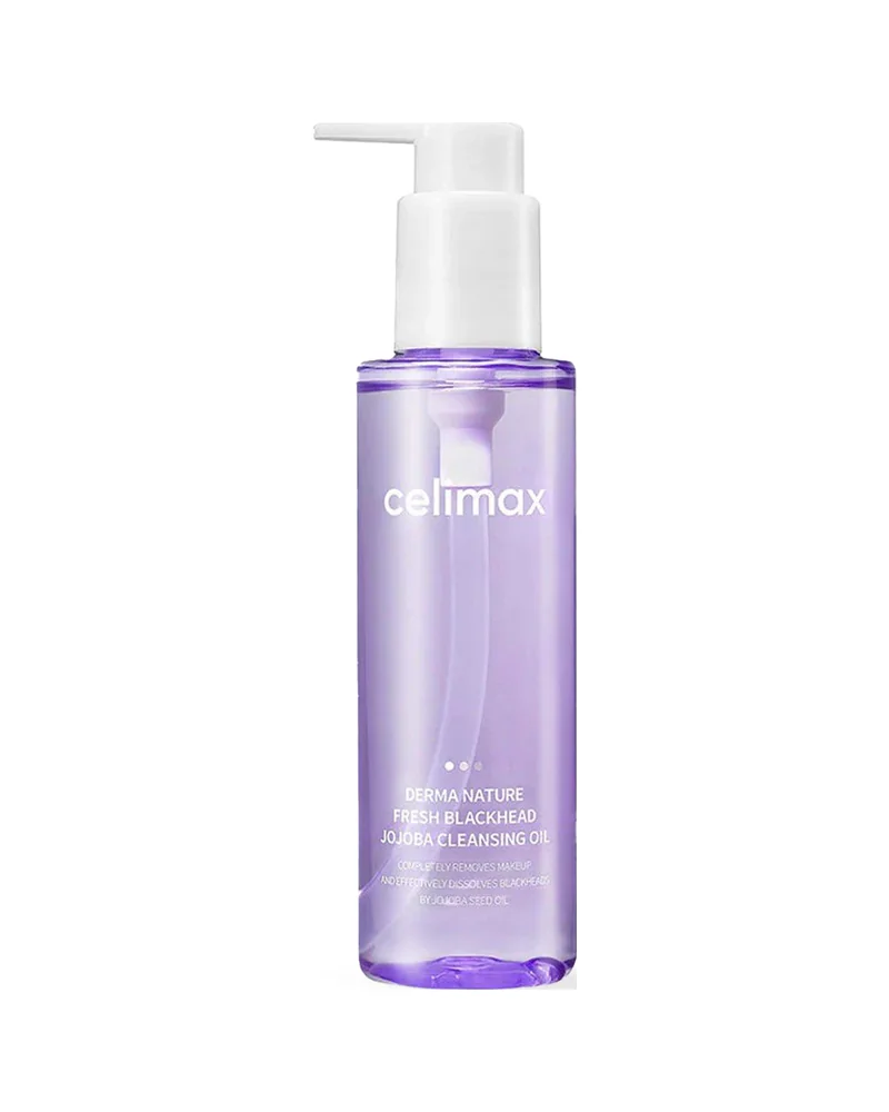 Envase de Derma Nature Fresh Blackhead Jojoba Cleansing Oil sobre fondo blanco