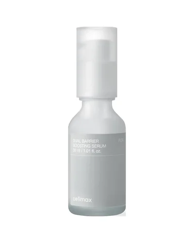 Envase de Dual Barrier Boosting Serum sobre fondo blanco