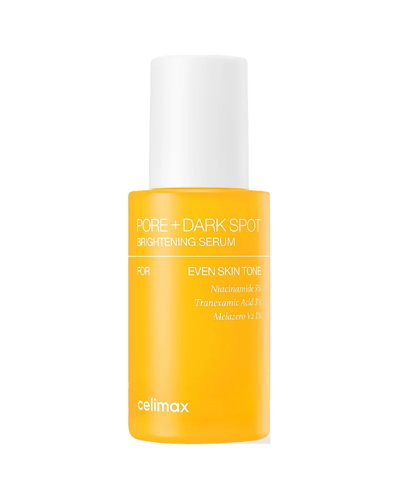 Envase de Pore+Dark Spot Brightening Serum sobre fondo blanco