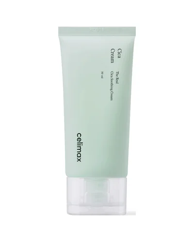 Envase de The Real Cica Soothing Cream sobre fondo blanco