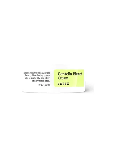 Envase de Centella Blemish Cream sobre fondo blanco