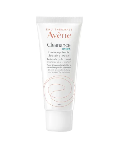 Envase de Cleanance Hydra Crema Calmante sobre fondo blanco