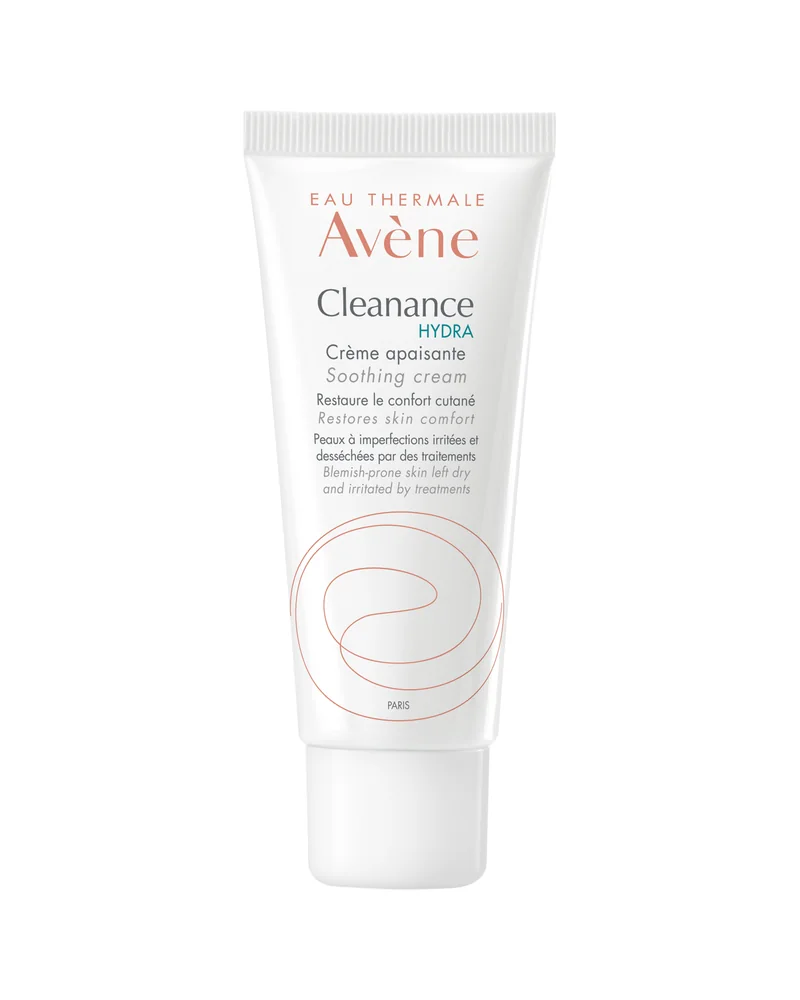 Envase de Cleanance Hydra Crema Calmante sobre fondo blanco