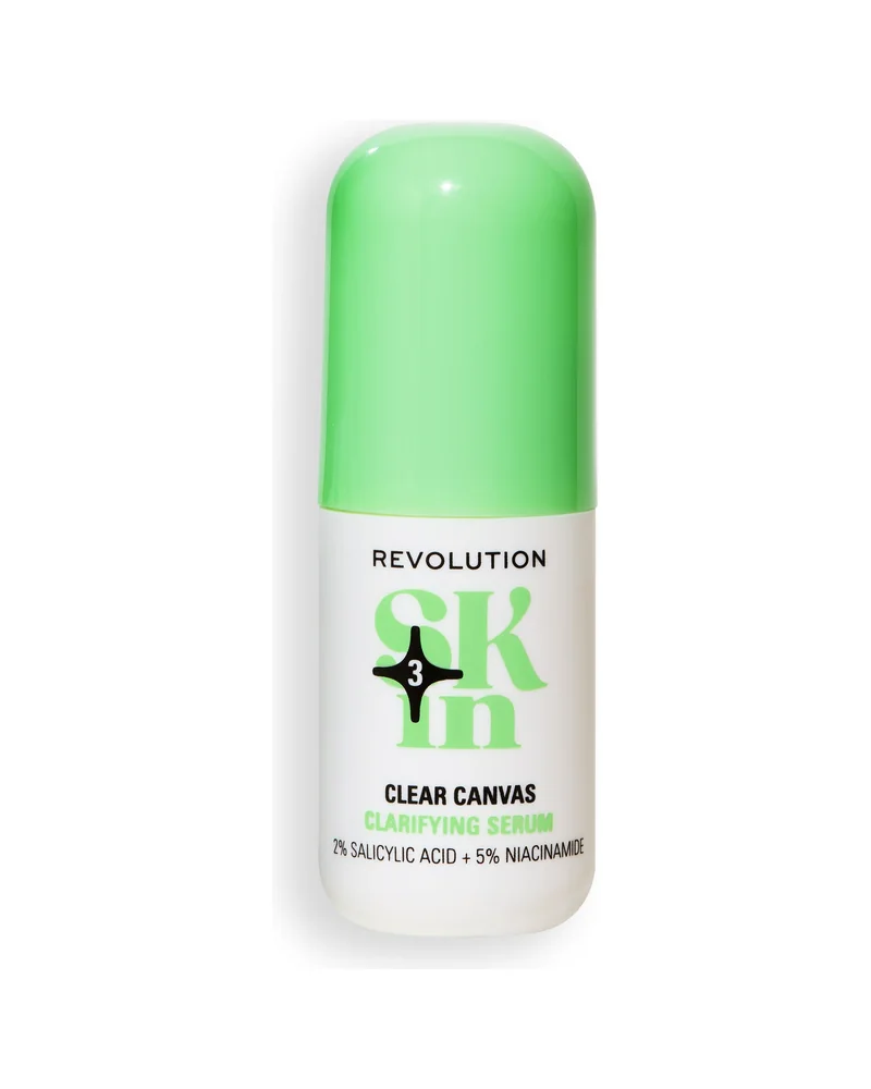 Frasco blanco y verde de Clear Canvas sobre fondo blanco