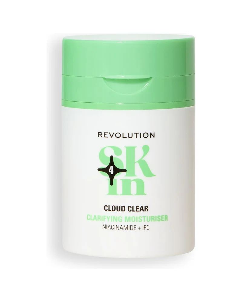 Bote blanco con tapa verde de Cloud Clear sobre fondo blanco