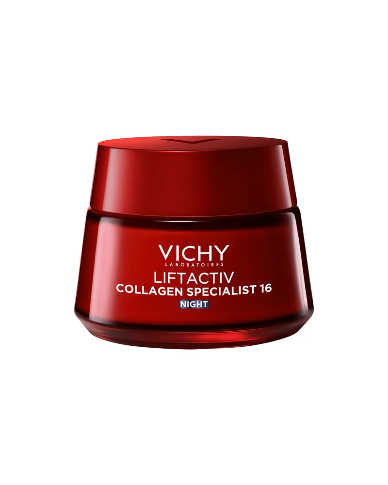 Envase de Liftactiv Collagen Specialist 16 Crema de Noche sobre fondo blanco