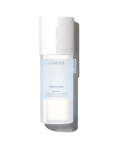 Frasco de Cream Skin Zincpep Toner & Gel Moisturizer sobre fondo blanco