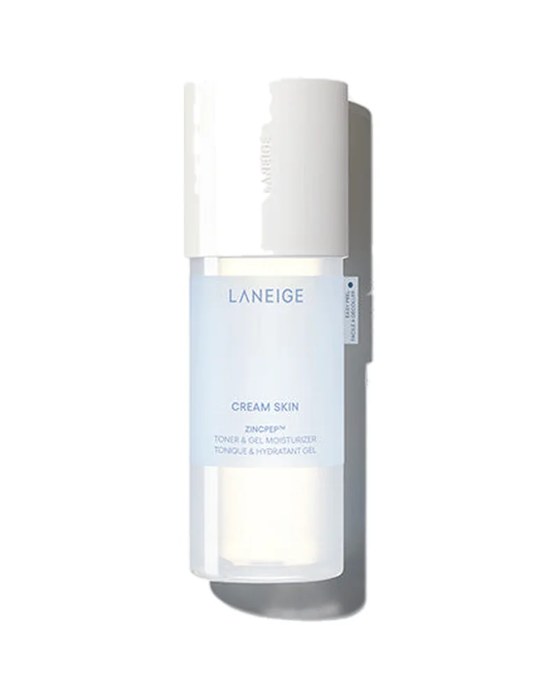 Frasco de Cream Skin Zincpep Toner & Gel Moisturizer sobre fondo blanco