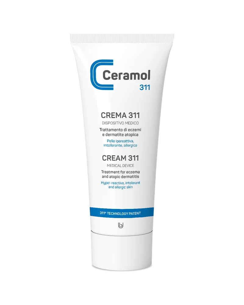 Tubo de Ceramol Crema 311 sobre fondo blanco