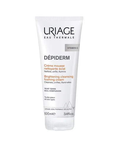 Envase de Dépiderm Espuma Limpiadora Iluminadora sobre fondo blanco