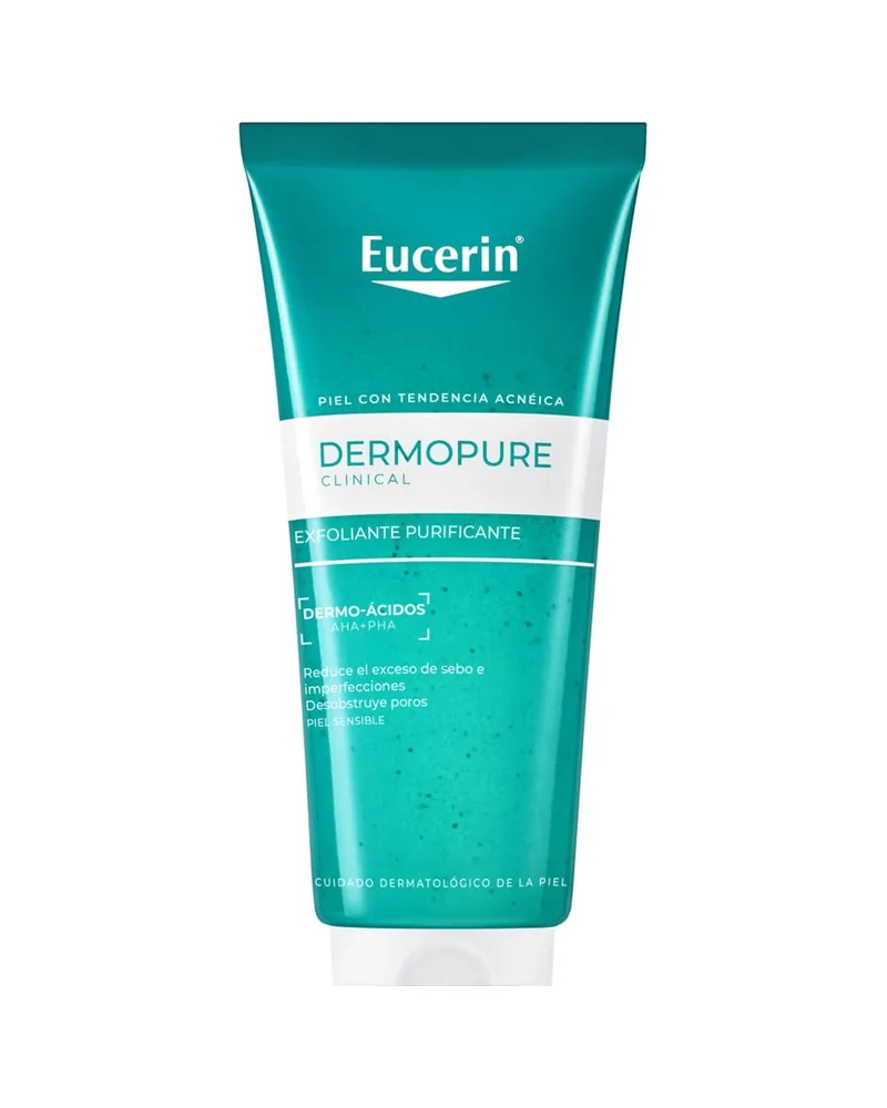 Envase de DermoPure Clinical Exfoliante Purificante sobre fondo blanco