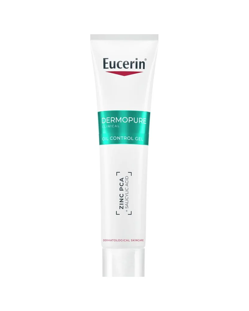 Envase de DermoPure Clinical Oil Control Gel sobre fondo blanco