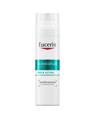 Envase de DermoPure Clinical Triple Action Sérum sobre fondo blanco