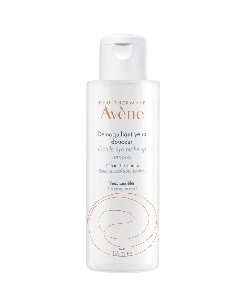 Envase de Desmaquillante suave de ojos sobre fondo blanco