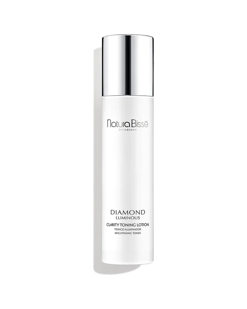 Envase de Diamond Luminous Clarity Toning Lotion sobre fondo blanco