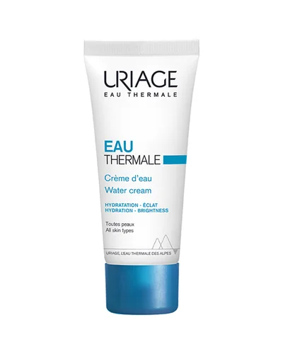 Envase de Eau Thermale Crema de Agua sobre fondo blanco
