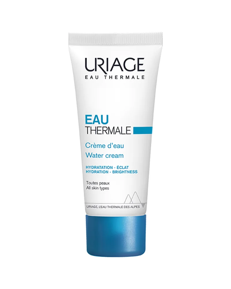 Envase de Eau Thermale Crema de Agua sobre fondo blanco
