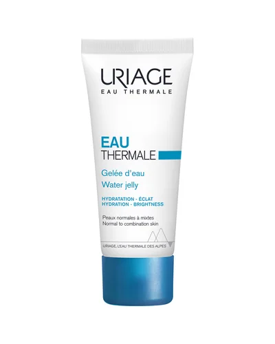 Envase de Eau Thermale Gel de Agua sobre fondo blanco